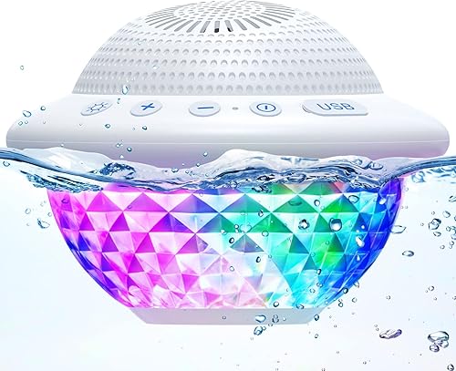 Altavoces flotantes para piscina con luces LED coloridas, IPX7 impermeable para bañera de hidromasaje, sonido estéreo de 10 W, micrófono integrado, Altavoces flotantes para piscina con luces LED coloridas, IPX7 impermeable para bañera de hidromasaje, sonido estéreo de 10 W, micrófono integrado,