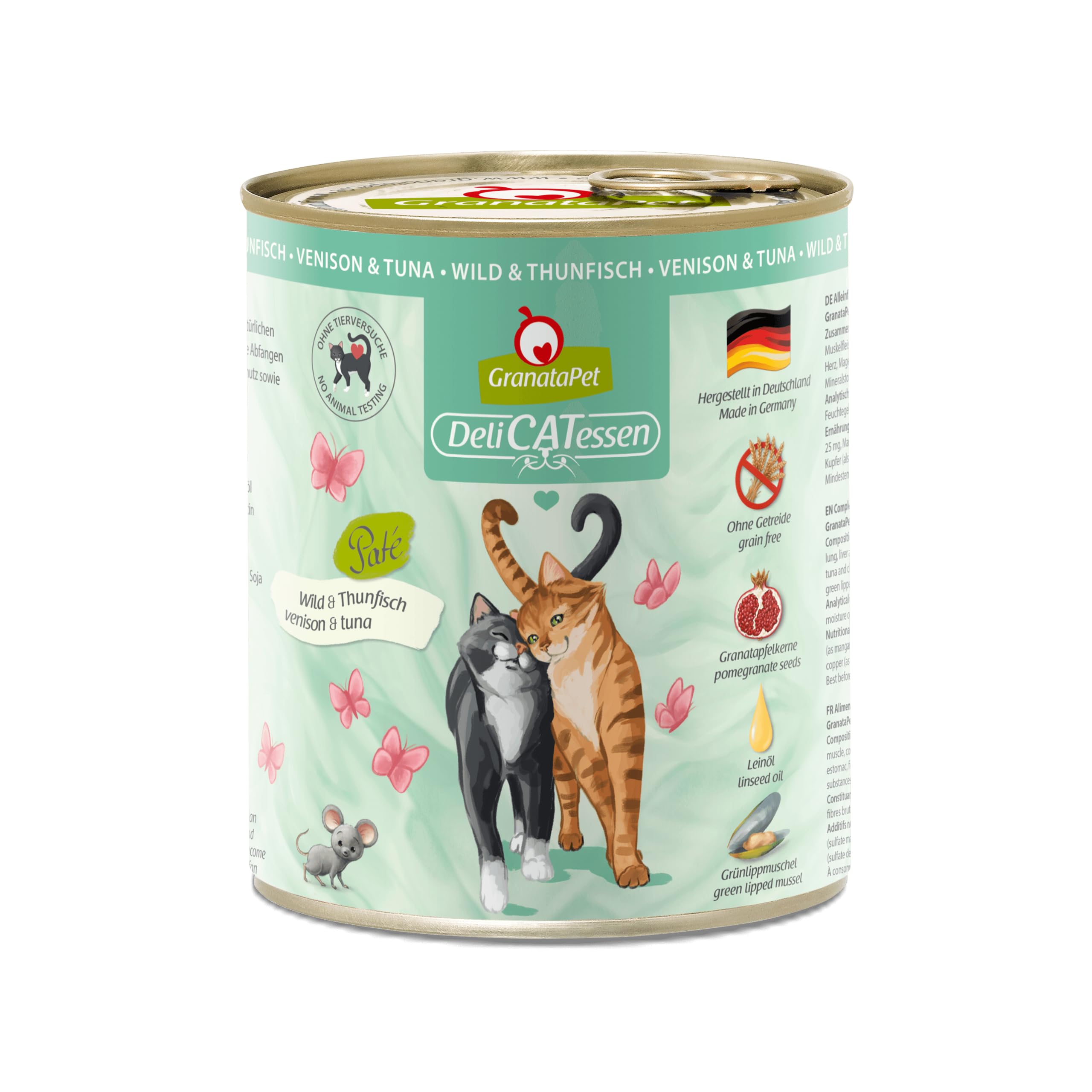 GranataPet DeliCatessen Wild & Thunfisch, Nassfutter für Katzen, Katzenfutter für Feinschmecker, Futter ohne Getreide & ohne Zuckerzusätze, 6 x 800 g