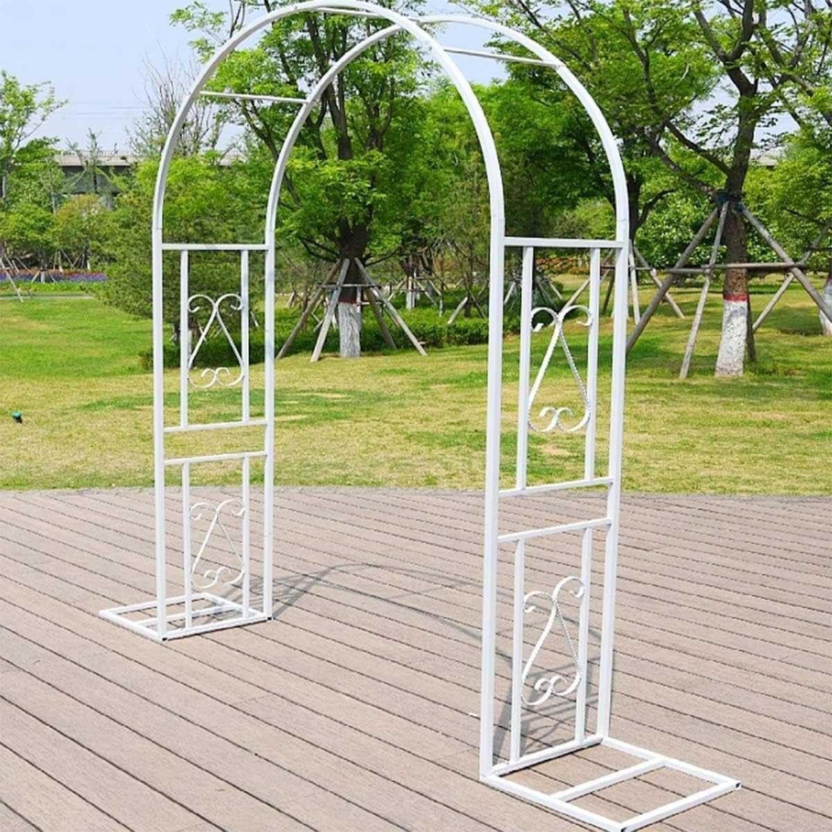 Arche de jardin en métal blanc pour décorations de mariage et fêtes en plein air