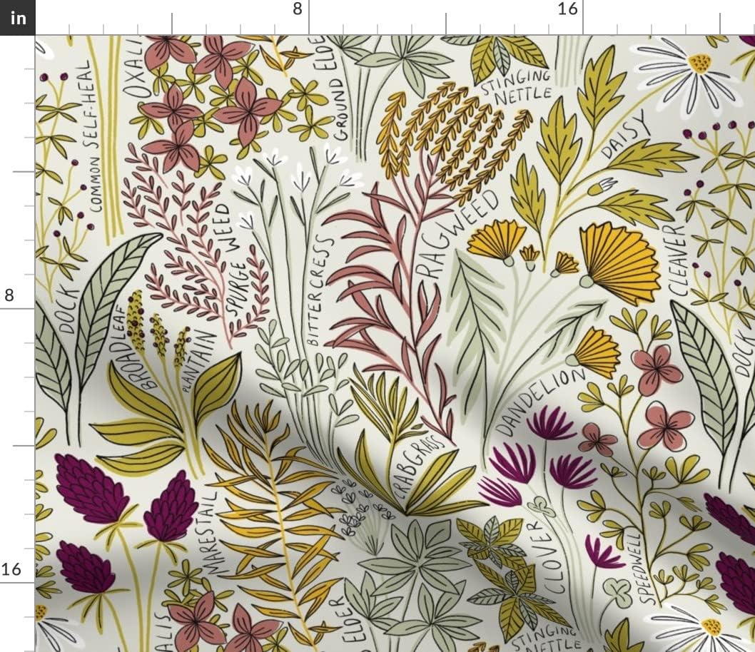 Spoonflower Fabric - Garden Dandelion Pretty Daisy Ragweed Wildflowers Printed on Petal Signature Cotton Fabric by The Yard - Sewing Quilting Apparel Crafts Decor