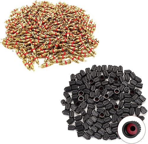 KURAMI - 100 tapones de vástago de válvula de neumático+100 piezas de repuesto de núcleos de válvula de neumático para automóvil, camión,