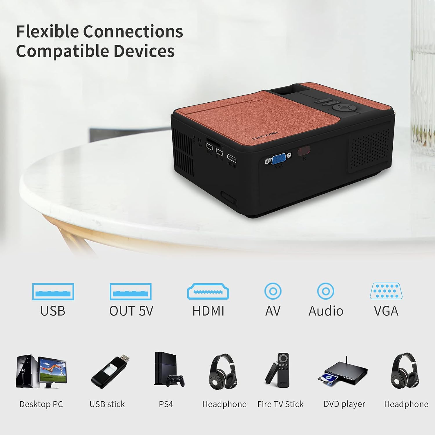 Best Seller Smart Mini HD Projector for Outdoor, Wireless Portable WiFi Video Projector Support Airplay, 1080P, Bluetooth Small Pico TV Movie Gaming Projector with Android OS, Netflix, Gift for Kids Free Shipping Over $50 Smart Mini HD Projector for Outdoor, Wireless Portable WiFi Video Projector Support Airplay, 1080P, Bluetooth Small Pico TV Movie Gaming Projector with Android OS, Netflix, Gift for Kids