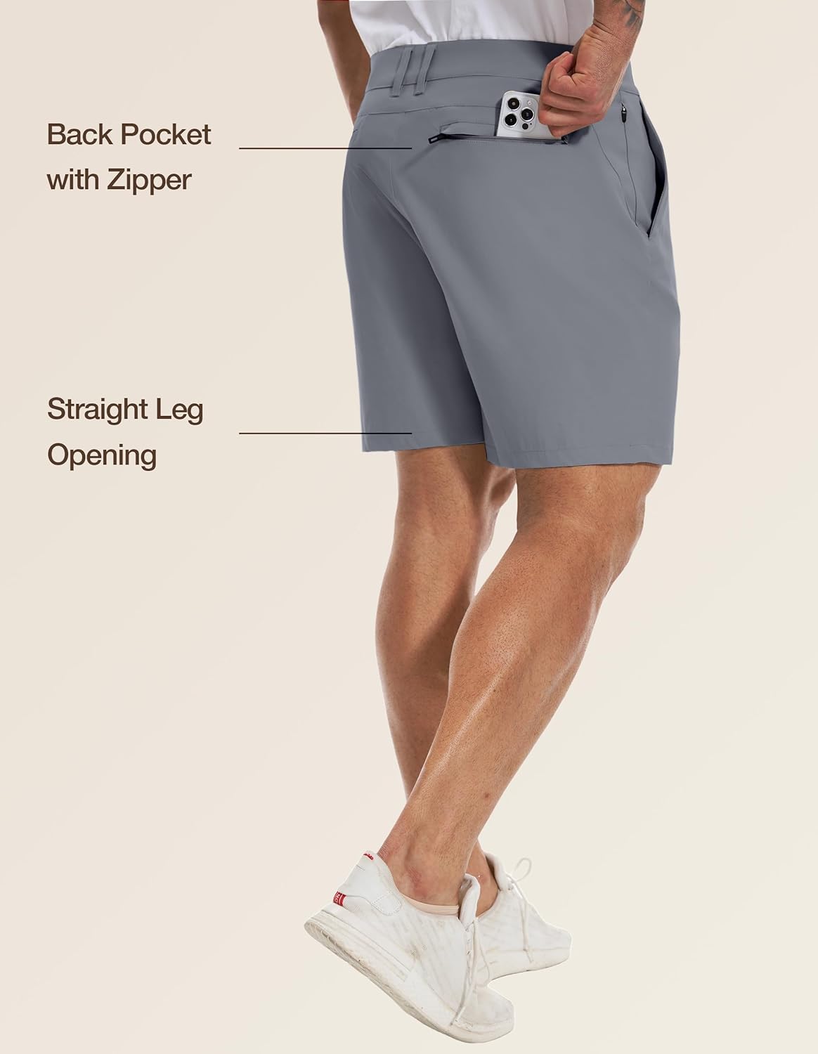 PULI Men's Big & Tall Golf Shorts Stretch 10 Inch Inseam Waterproof Lightweight Qiuck Dry Hiking Shorts - Image 5