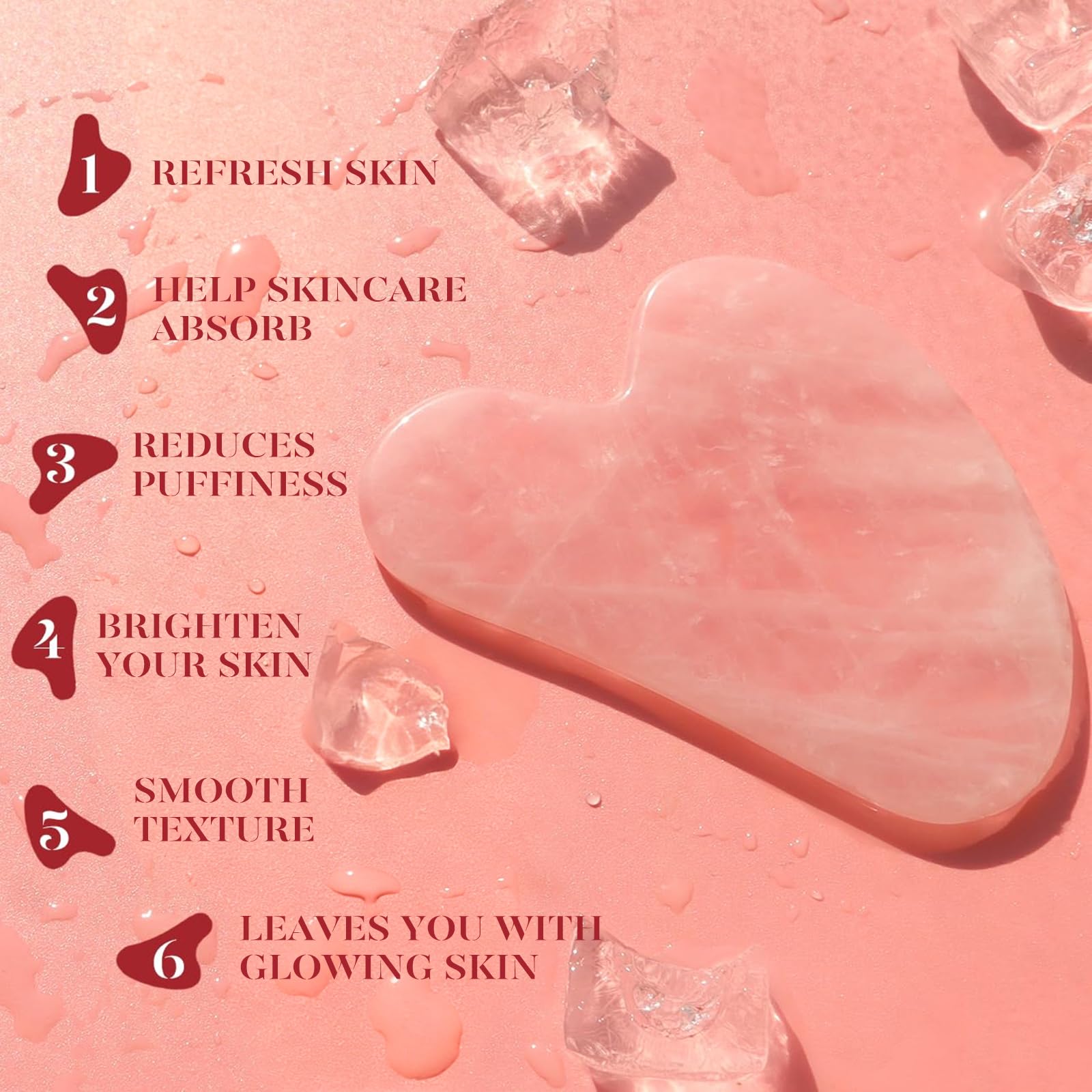 BAIMEI IcyMe Jade Roller & Gua Sha, Face Roller Redness Reducing Skin Care Tools, Self Care Pink Gift for Men Women, for Eyes, Neck, Manual Back Massagers,Relieve Fine Lines and Wrinkles-Rose Quartz - 3