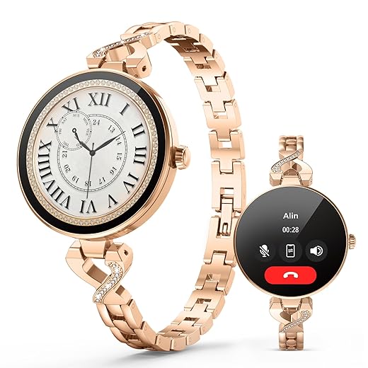 Smart Watches for Women, Answer/Make Call, 1.04'' AMOLED, 24H Sleep Tracker, Fitness Tracker with Heart Rate/Blood Pressure/SpO2/Stress Monitor, 100+ Sport Modes Waterproof Smartwatch for IOS Android