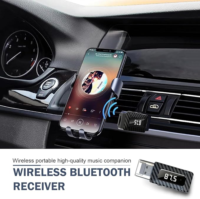 Receptor Bluetooth USB para Coche, Transmisor FM 5.3 con Pantalla LED miniatura 3
