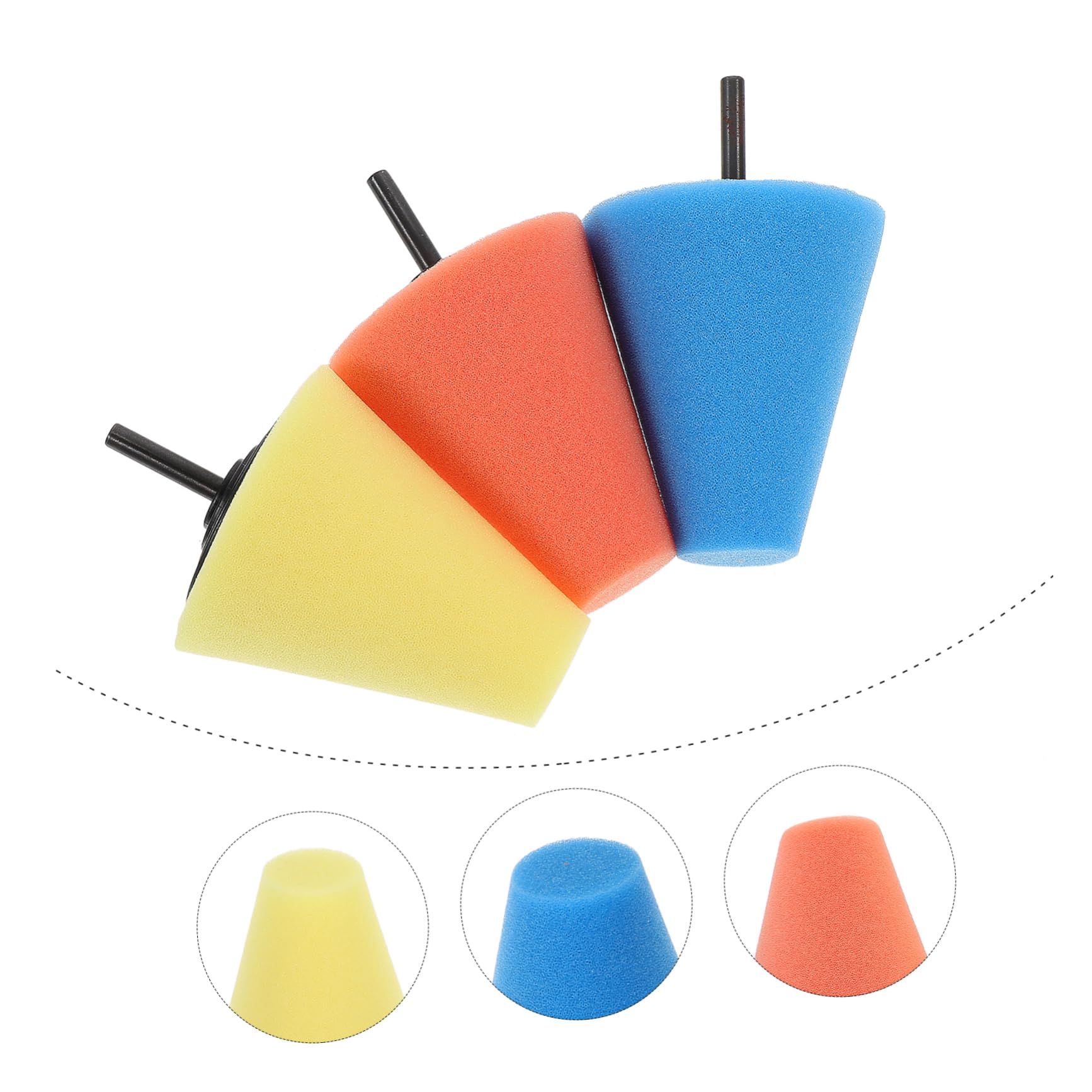 5 Ensembles Roue De Polissage Cendrier Pour Voiture Éponge De Polissage De Roue Automatique Touret À Polir Accessoires Auto Cône De Polissage De Roue Automobile 3 Pièces * 5