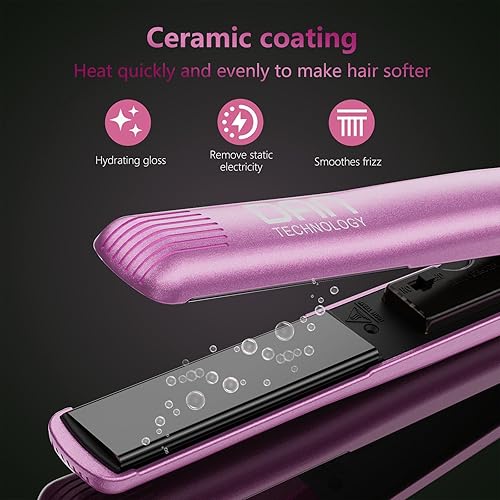 Miniatura 5 de Plancha de pelo rosa, plancha plana de alta temperatura de 500 , plancha de pelo de 1 pulgada, plancha plana de cerámica, temperatura ajustable y