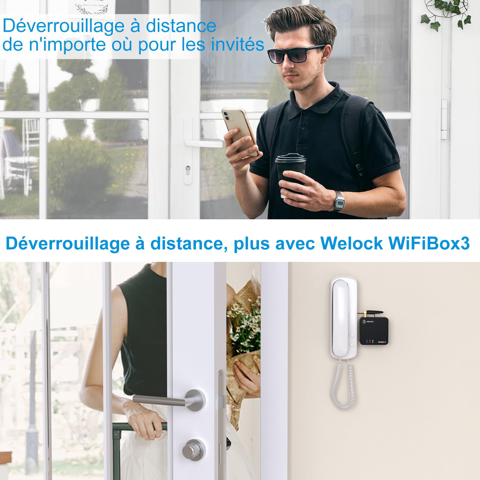 WELOCK ToucA51 Serrure Connectée serrure Empreinte Digitale avec Password,Carte RFID,APP et WiFi,Cylindre Connecté 30×30 pour portes de 30-70mm,Smart Lock IP65,Serrure a Code Installation Facile