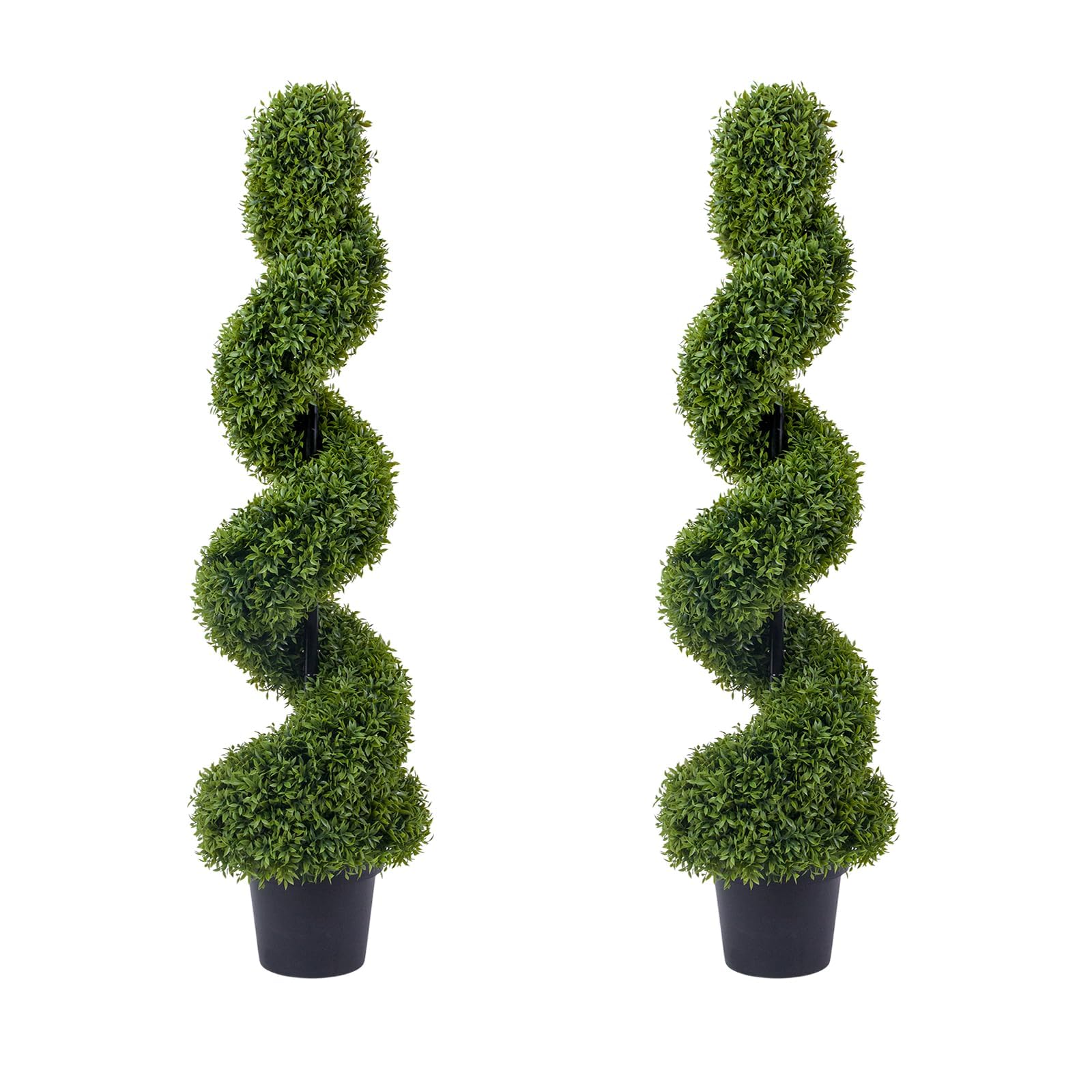 Lot de 2 Cyprès Spirale Artificiels 120cm, Plantes Vertes Réalistes