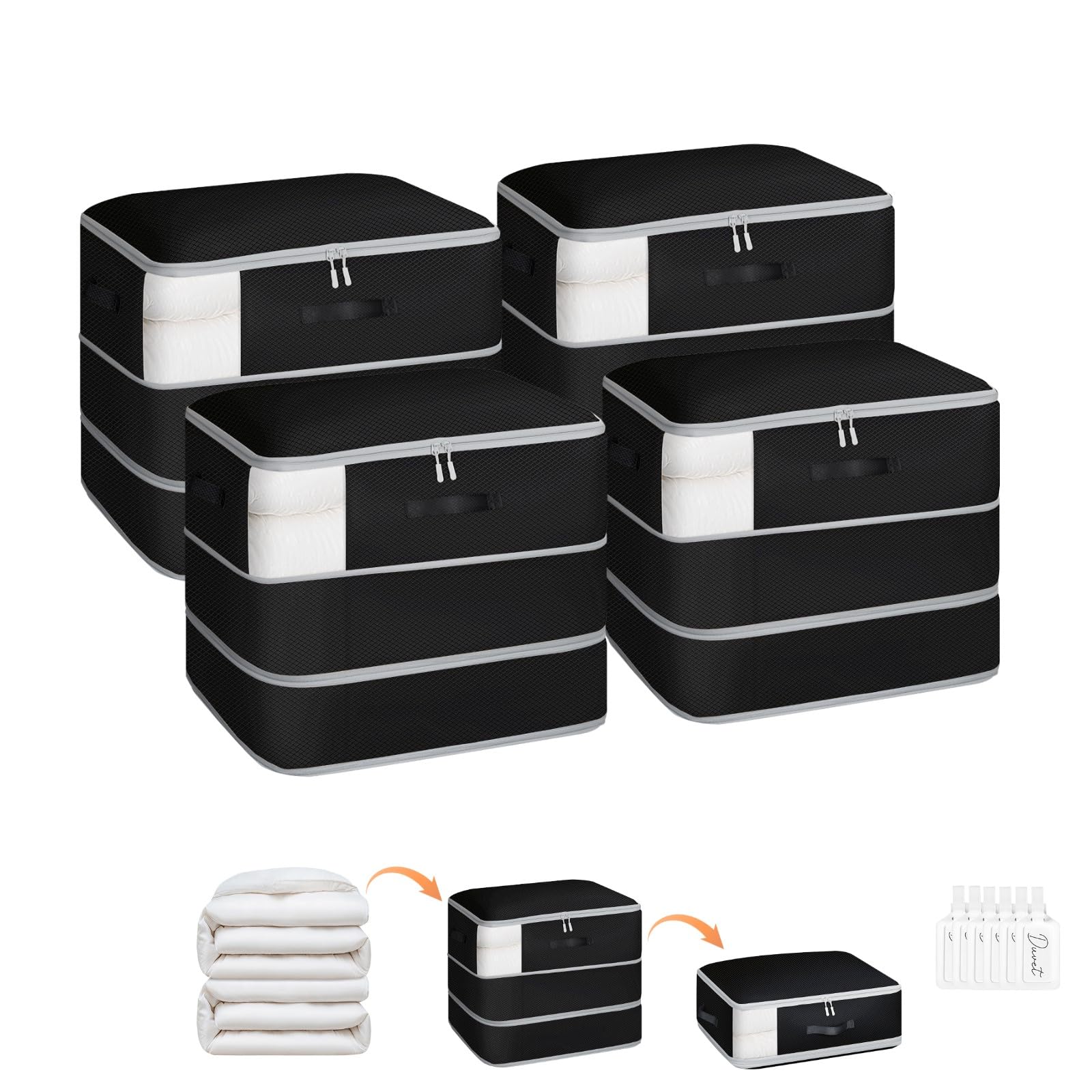 Sac de rangement compression 110L Homsorout lavable lot de 4