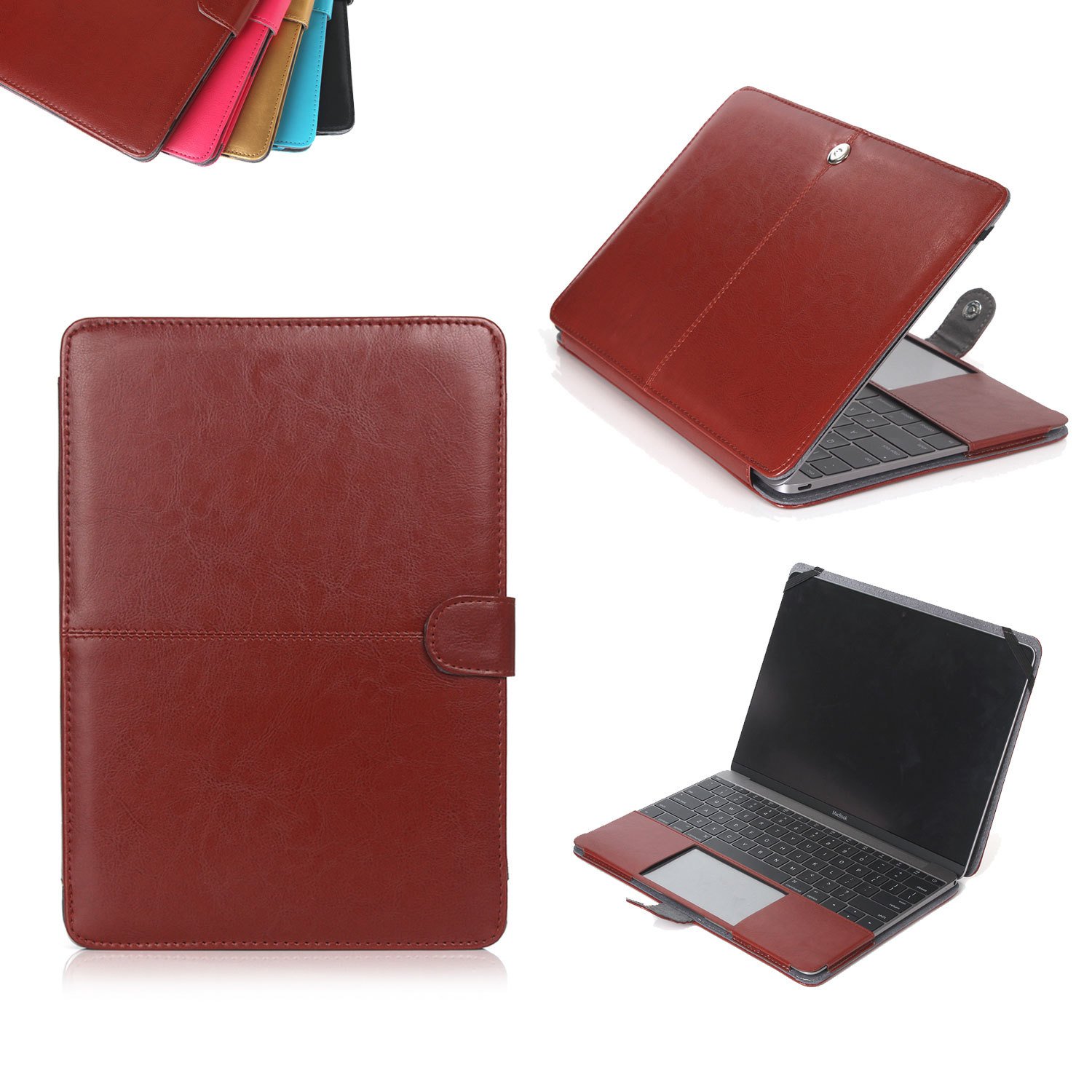Coque en Cuir pour MacBook Pro 13 Pouces A1278, 3 en 1 Housse de Protection avec Peau de Clavier Claire et Protection d'écran