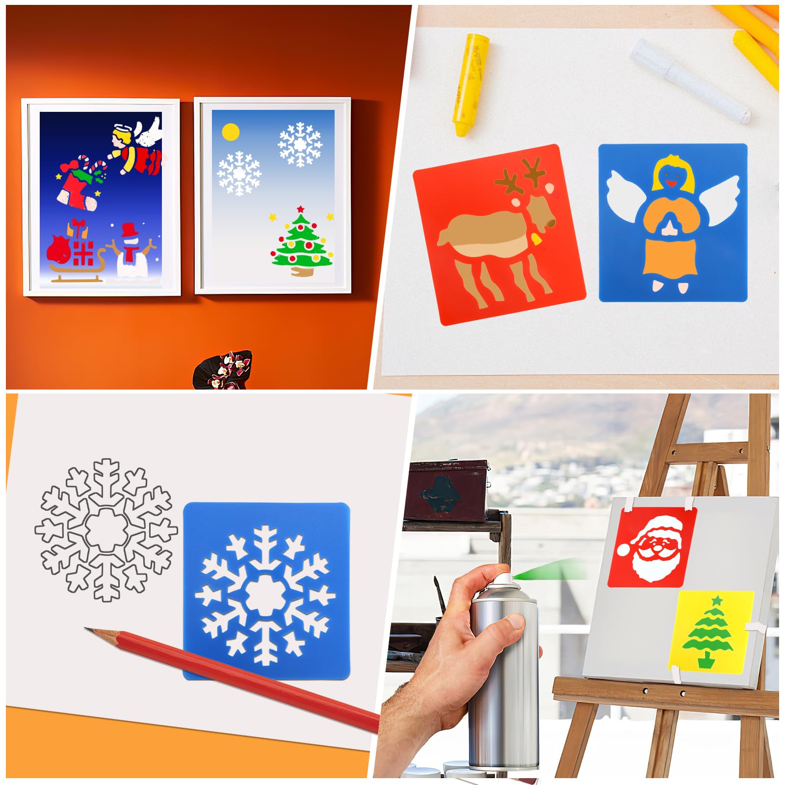 DPKOW 12pcs Pochoirs De Noël Pour Garçons Filles, Coloré