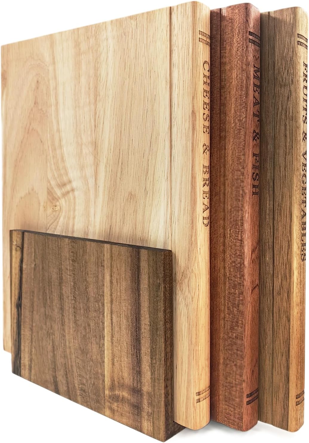 Book Cutting Board Set, Cutting Boards That Look like Books, Solid Acacia Serving Board Book Set of 3 with Stand,Chopping Block Book Shaped Cutting Board for Kitchen, Easy to Clean
