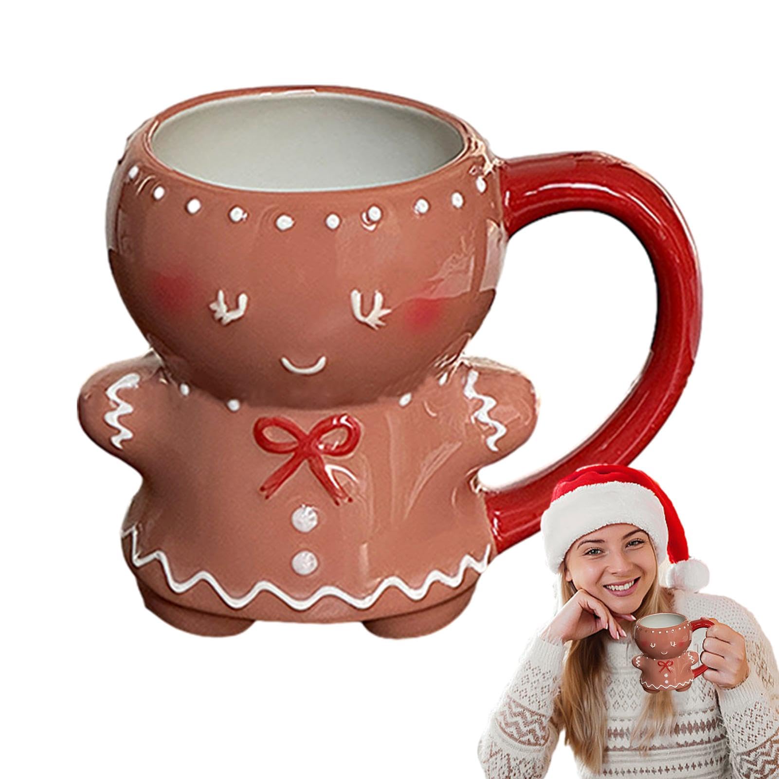 Gingerbread Man Winter Cup with Handle - Cute Gingerbread Coffee Mug for Hot Chocolate