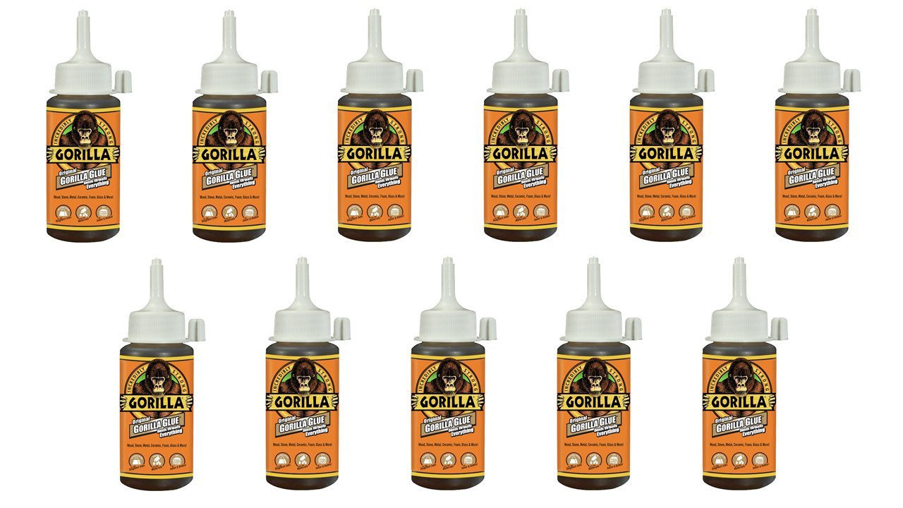 Gorilla Original Waterproof Polyurethane Glue, 4 ounce Bottle, Brown, (Pack of 11)
