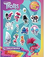 Vista 1 de DreamWorks Trolls Calcomanías de vinilo, juego de 12 calcomanías de película de Trolls para automóvil, botella de agua, bicicleta, casco, laptop