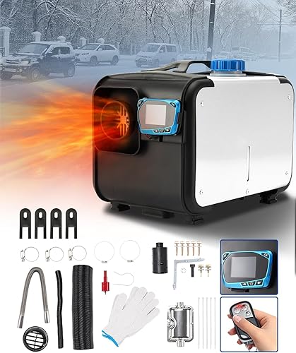 KAC Calentador de aire diésel de 12 V, kit de calentador de estacionamiento de aire de 5 KW con silenciador monitor LCD, control remoto, calefacción