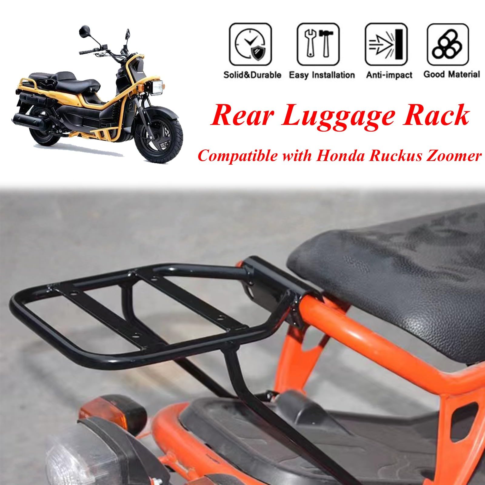 Compatible with Honda Ruckus Zoomer Motorcycle Rear Luggage Rack
