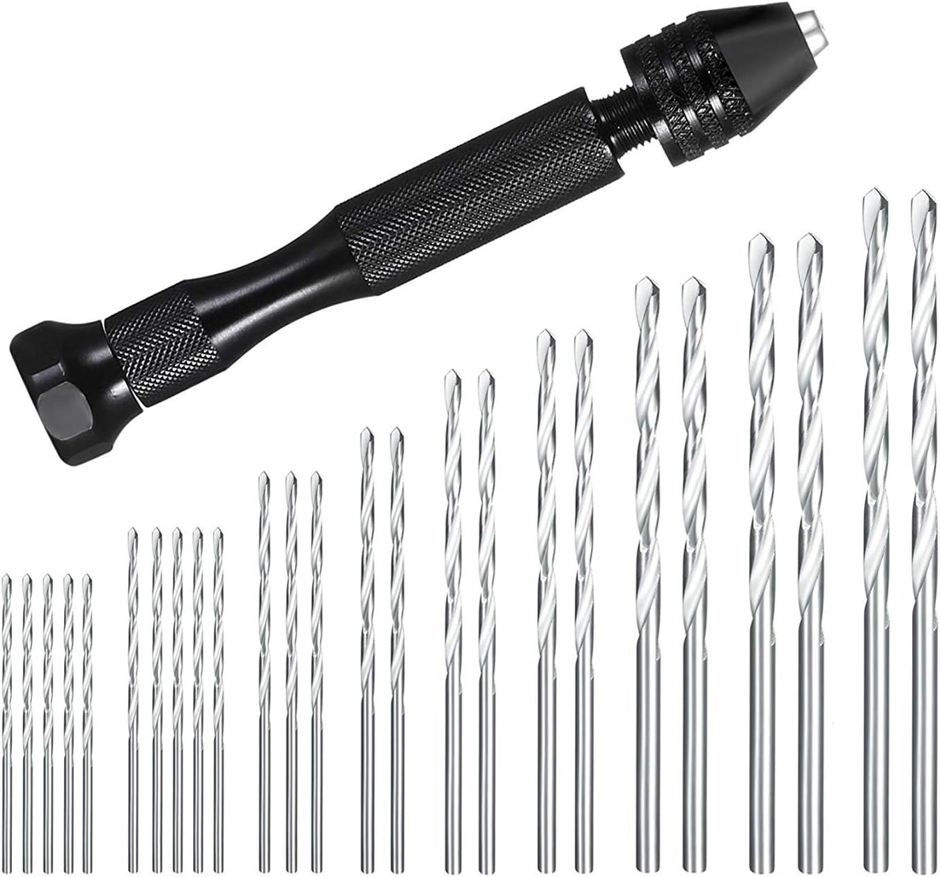 Hand Drill Set Precision Pin Vise with 25 Pieces Twist Drill Bits for Model,DIY,Jewelry Making,Multipurpose Rotary Tool Drilling Tool for Metal,Wood,Plastic Etc Drill Bits