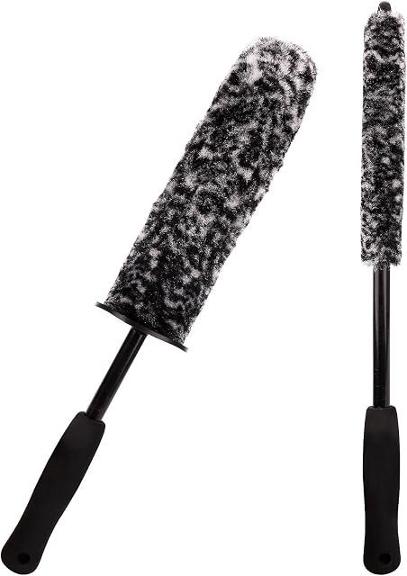 2 Pcs Car Wheel Brushes Wheel and Rim Cleaning Brush Long Handle Vehicle Wheel Brushes Kit Microfiber Wheel Hub Brushes Different Size Car Detailing Brushes Set Bendable Car Tire Brush