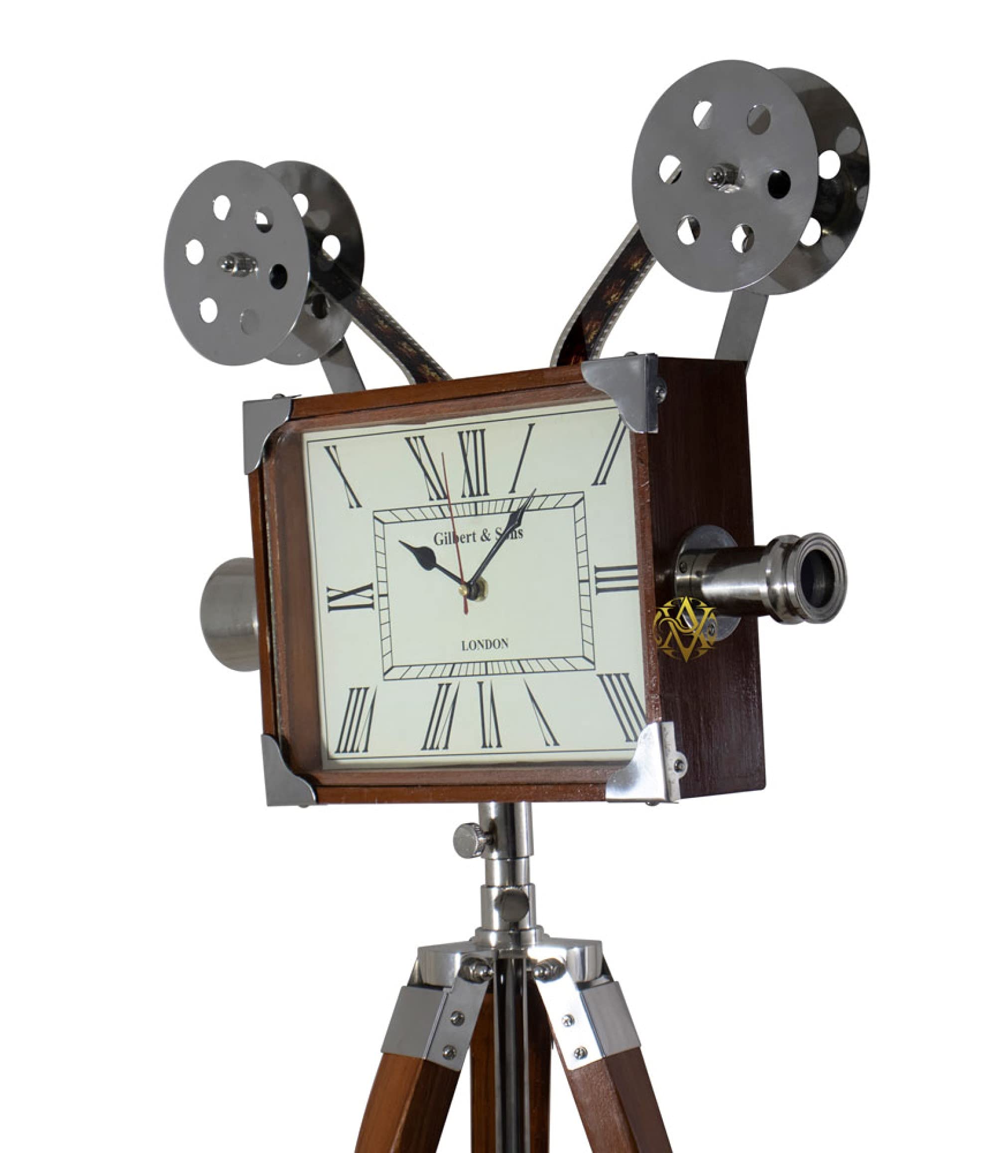 Reloj de piso grande Proyecto Carretes Reloj de cámara con altura ajustable trípode soporte (patas de reloj) Casa/oficina/biblioteca Regalos decorativos