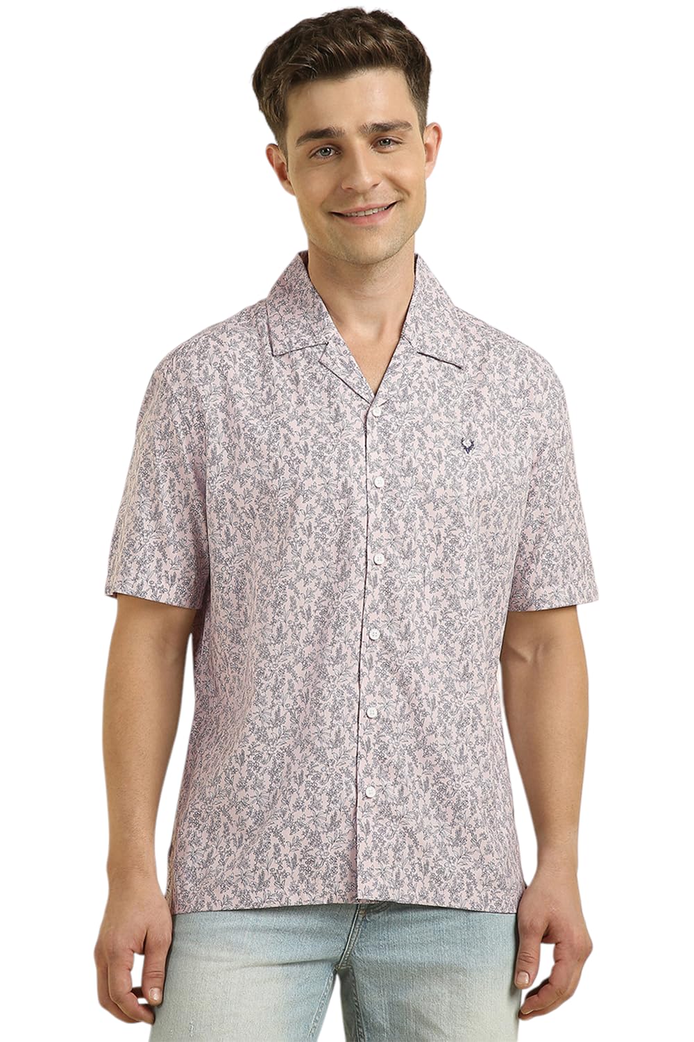 allen solly Men's Cotton Classic Fit Resort Collar Half Sleeve Printed Casual Shirt-picture-10