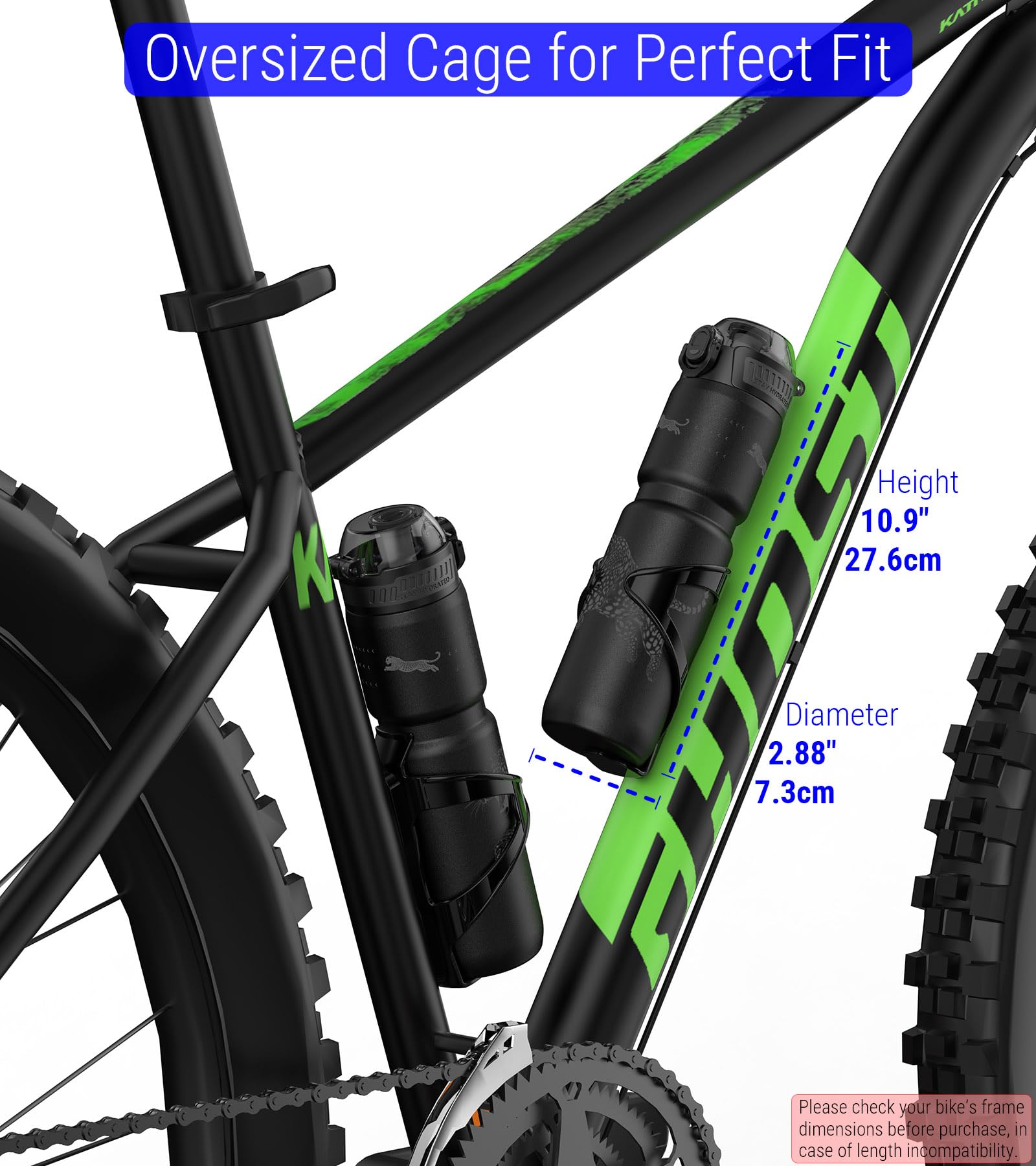 MYFOREST 700ml Gourde isotherme pour vélo, doublure en acier chirurgical inodore, meilleure prise en main pour les sentiers accidentés, ouverture rapide, bouchon anti-poussière (Lot léopard noir)