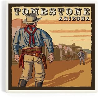 Lantern Press Tombstone, Arizona, Cowboy Standoff (Absorbent Ceramic Coaster, Single, Cork Back, Kitchen Table Decor)