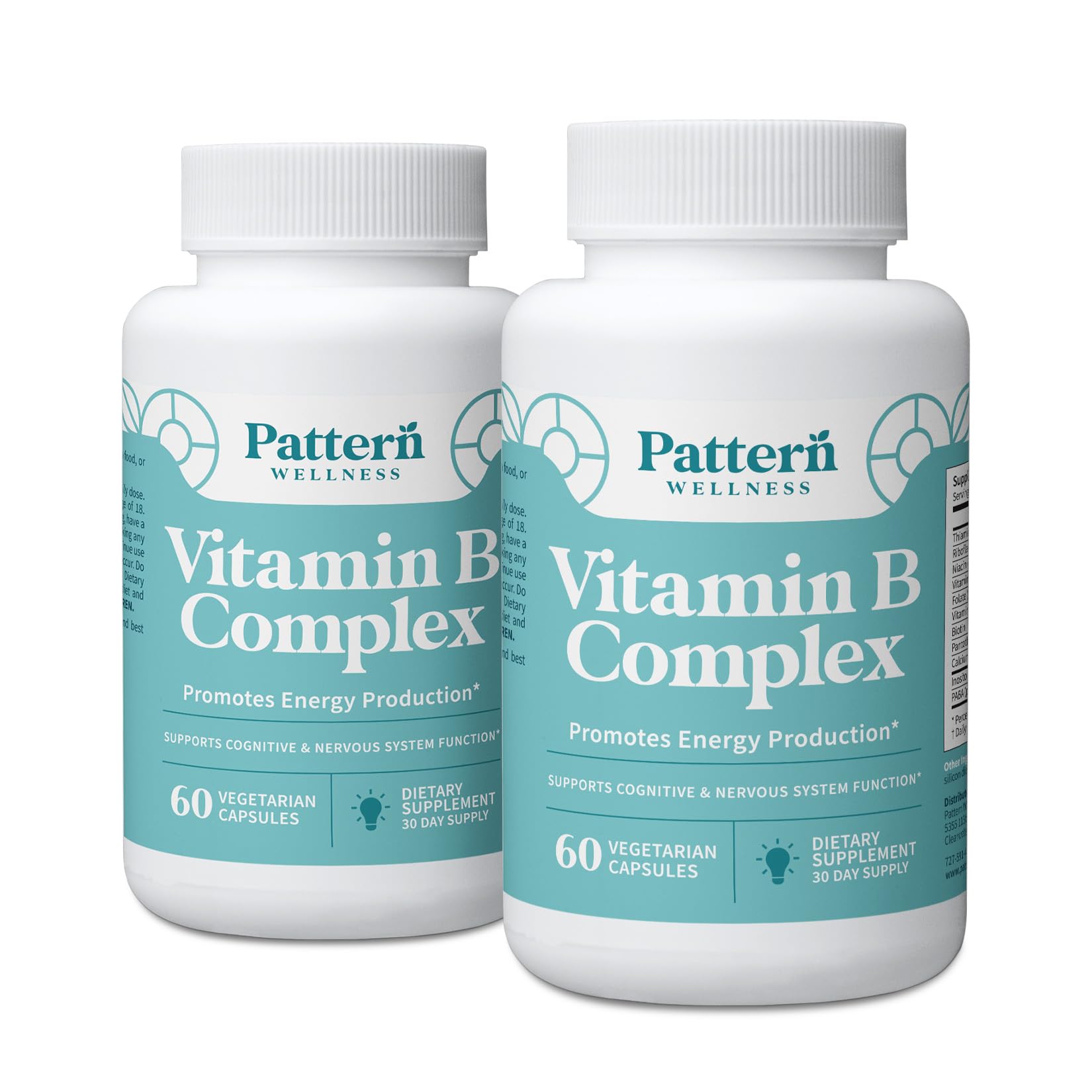 Pattern Wellness Vitamin B Complex Supplement – 120 Capsules 60 Count (Pack of 2)