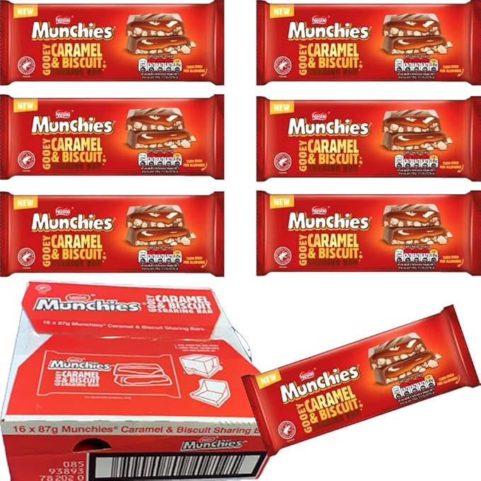 Munchies Caramel & Biscuit Chocolate Bar 87g Pick Any Number of Bars