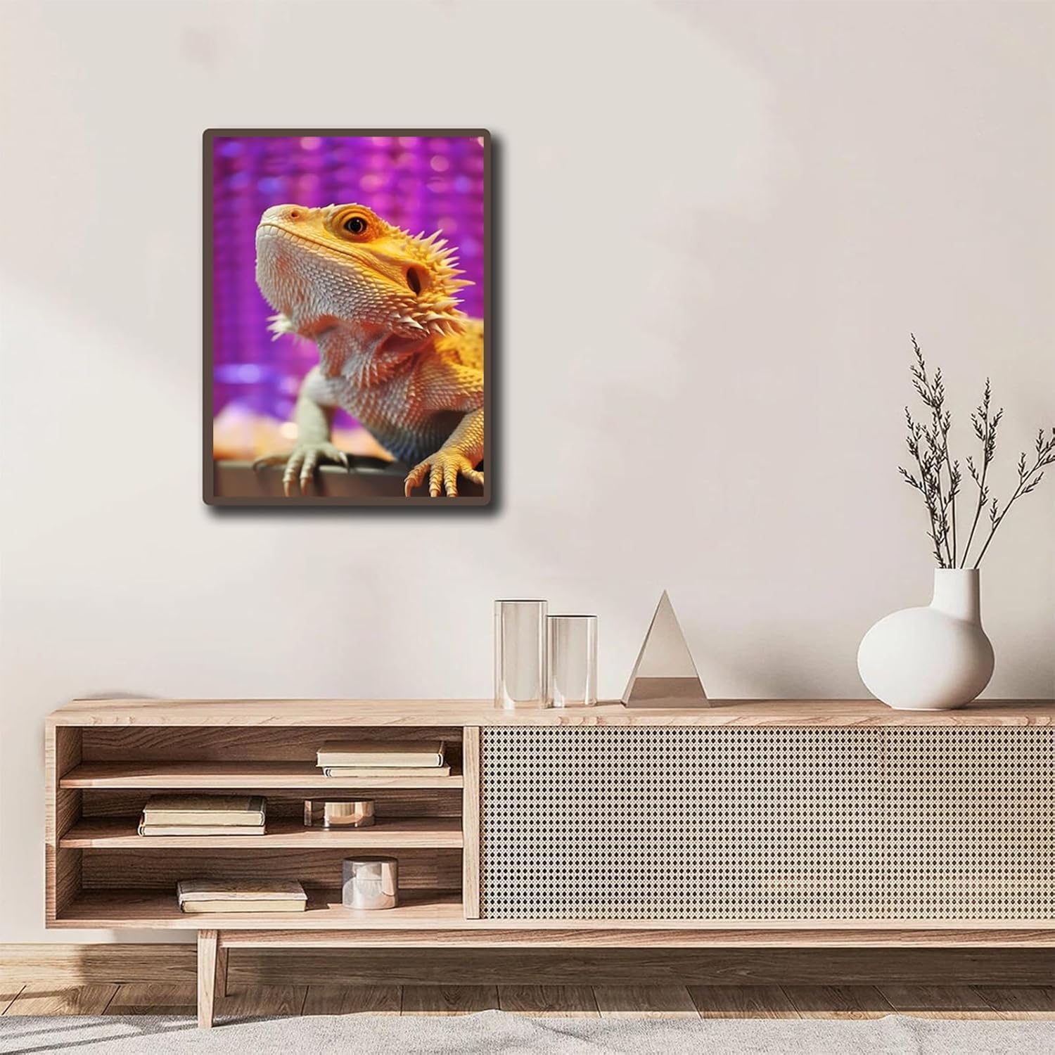 YUINJP Chameleon Animal Diamond Painting Kits Light Purple and Teal Bearded Dragon for Adults Beginner, Diamond Art Paint by 5D Full Round Drill Gem DIY Craft for Home Wall Decor Gift 30x40cm