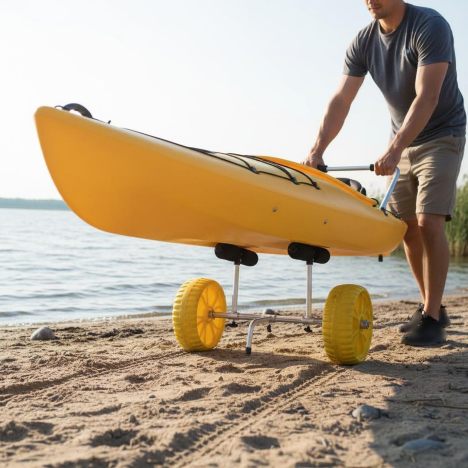 Carrello Trasporto Kayak Portatile Accessorio Nautico Doppio Cavalletto Attrezzatura Sportiva per Outdoor