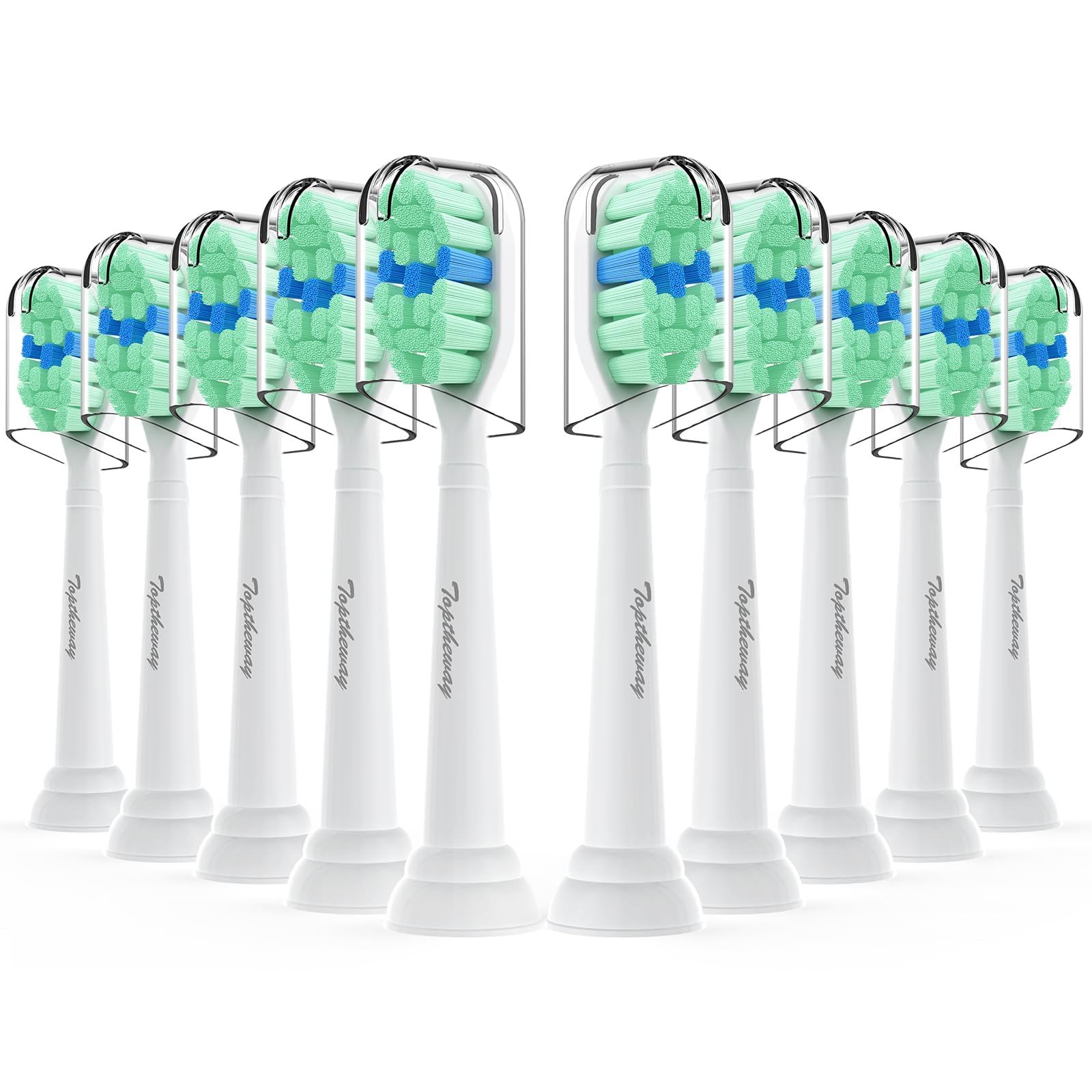 Toothbrush Replacement Heads for Philips Sonicare: 10 Pack Sonic Replacement Compitable with Phillips Electric Brush ProtectiveClean DiamondClean C3 C2 G2 W 4100 5100 HX9023 Plaque Control Snap-on-image-14