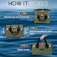 Vista 5 de Waterproof Duffel Bag - Motorcycle Dry Bag Tail Bag with Large Storage Space, Waterproof Luggage Duffle Bags with Outer Mesh Zipper Pocket for Oliva