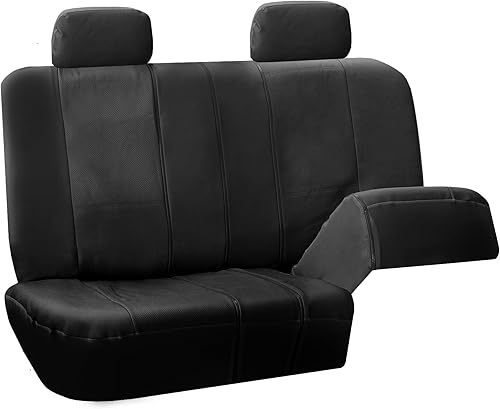 Miniatura 8 de Fundas de asiento FH-PU007114 para coche de cuero sintético lujoso compatibles con airbag con división trasera Negro
