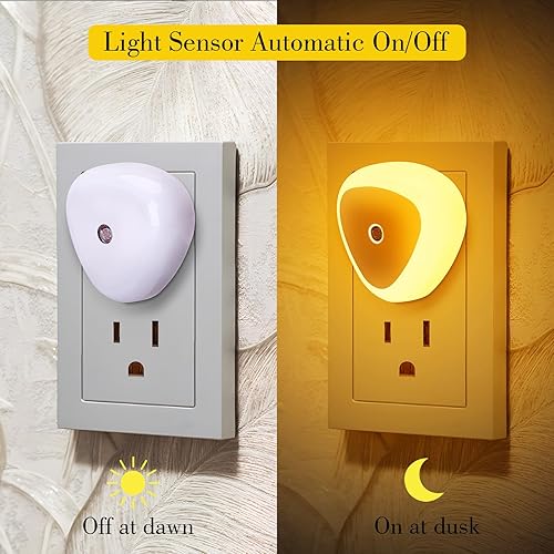 Miniatura 9 de KINUR Paquete de 6 luces LED nocturnas, luces nocturnas de 0.5 W enchufables a la pared, sensor de atardecer a amanecer, luz nocturna automática de