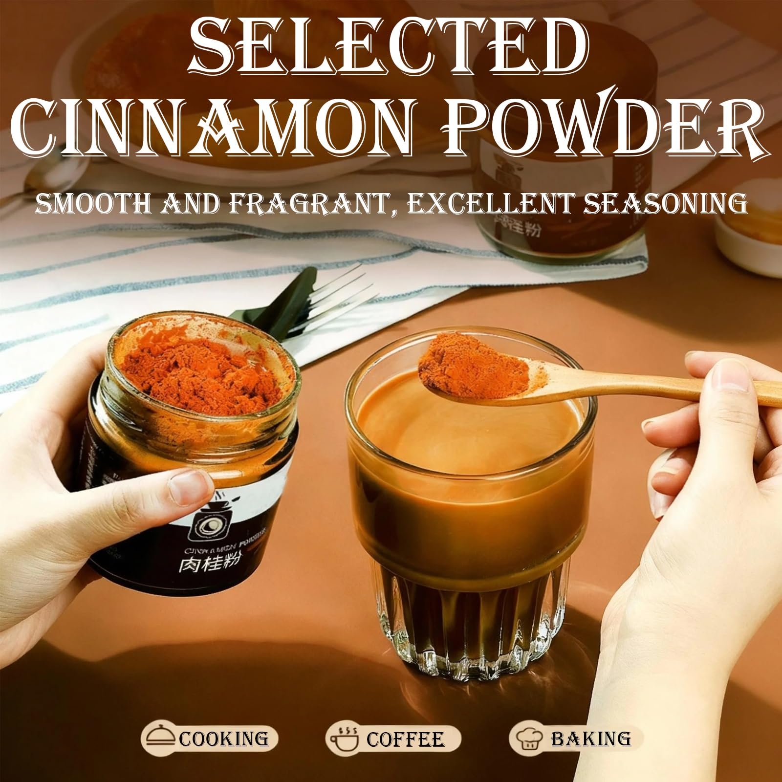 2.8 Onzas, Canela en Polvo Orgánica Sin OMG, de Primera Calidad, Sin Gluten, Perfecta para Postres, Té Caliente, Sidra, Condimentos para Carne y Más.
