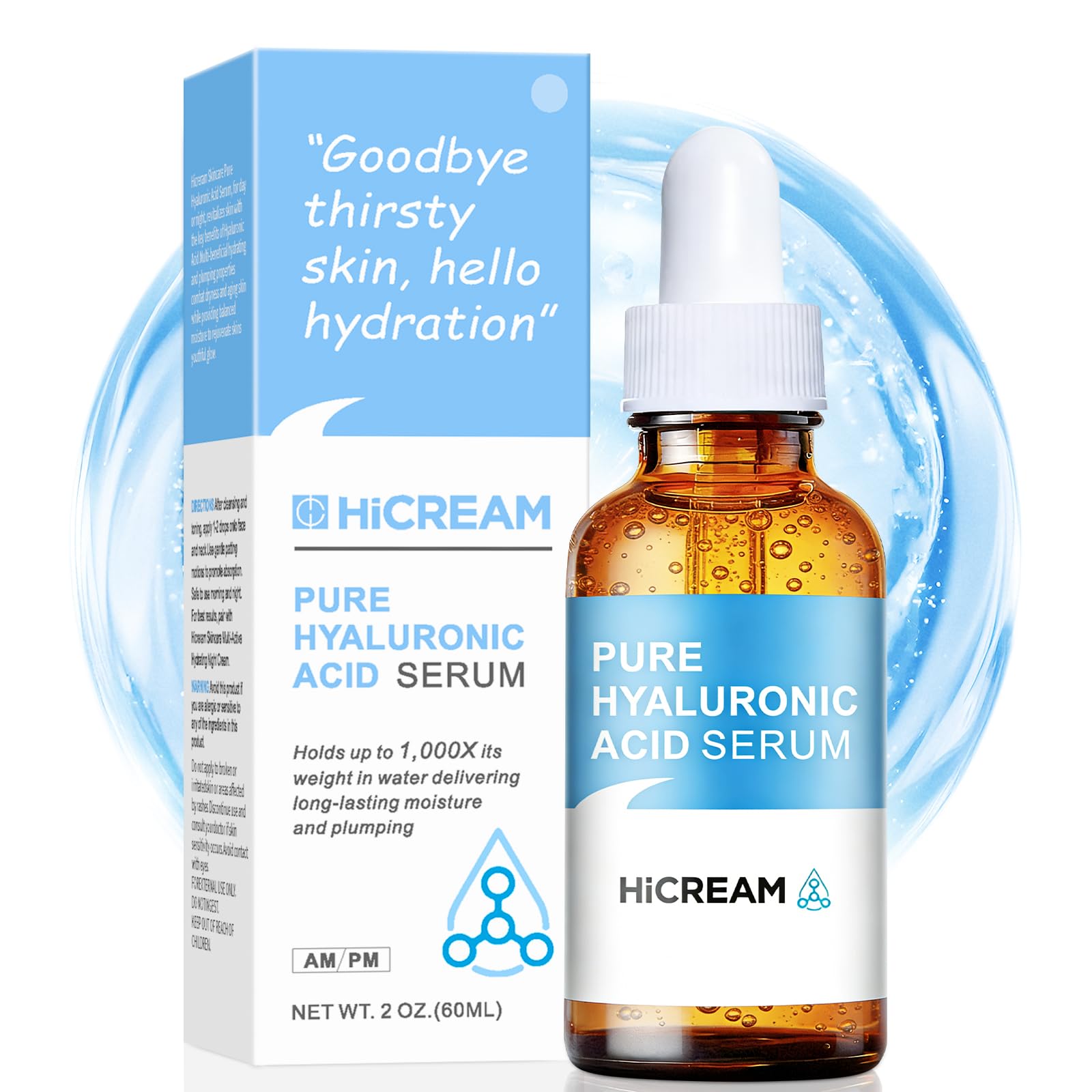 Amazon.com: Hicream Hyaluronic Acid Serum for Face, Brightening