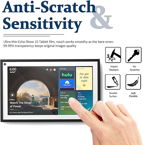 Miniatura 6 de Miimall (3 Packs) Compatible for Echo show 15 Screen Protectors, Anti-Scratch Ultra-Thin Anti-Fingerprint Full Cover Film [PET] HD Clear Screen