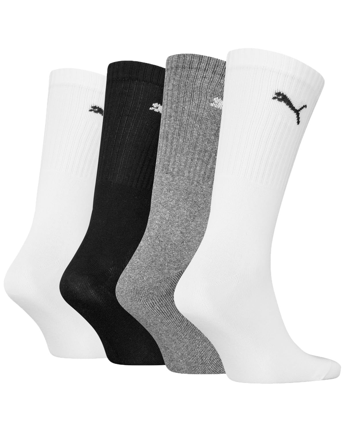 PUMA 4 Pairs Regular Crew Socks White/Grey/Black 6-8 (39/42)