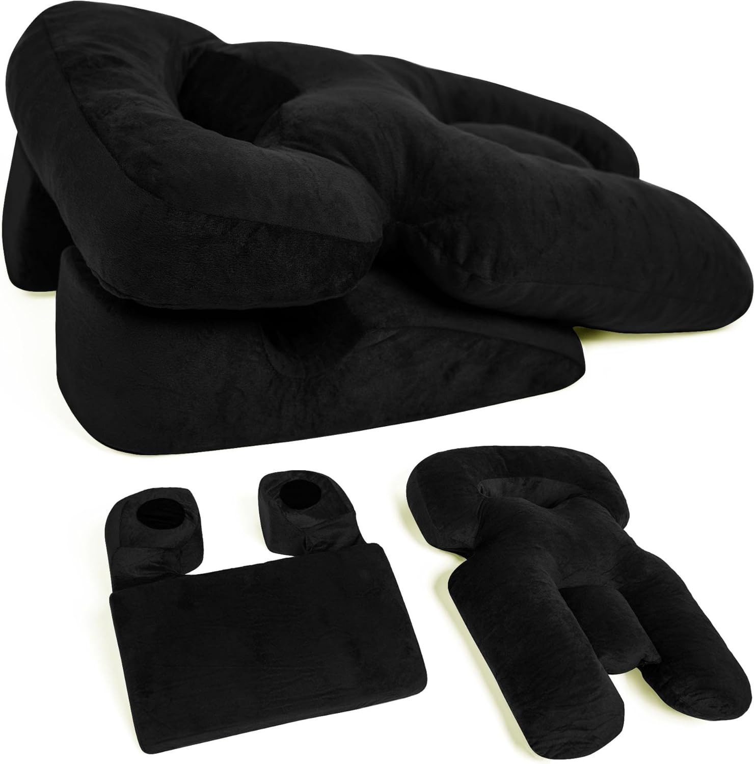 Zomaple Facedown Pillow, Silk, Black – Breathe Easier While Resting Prone – Memory Foam, Washable Cover, & Ventilated Design – Face Down Pillow After Eye Surgery, BBL, Vitrectomy, & More Silk Black