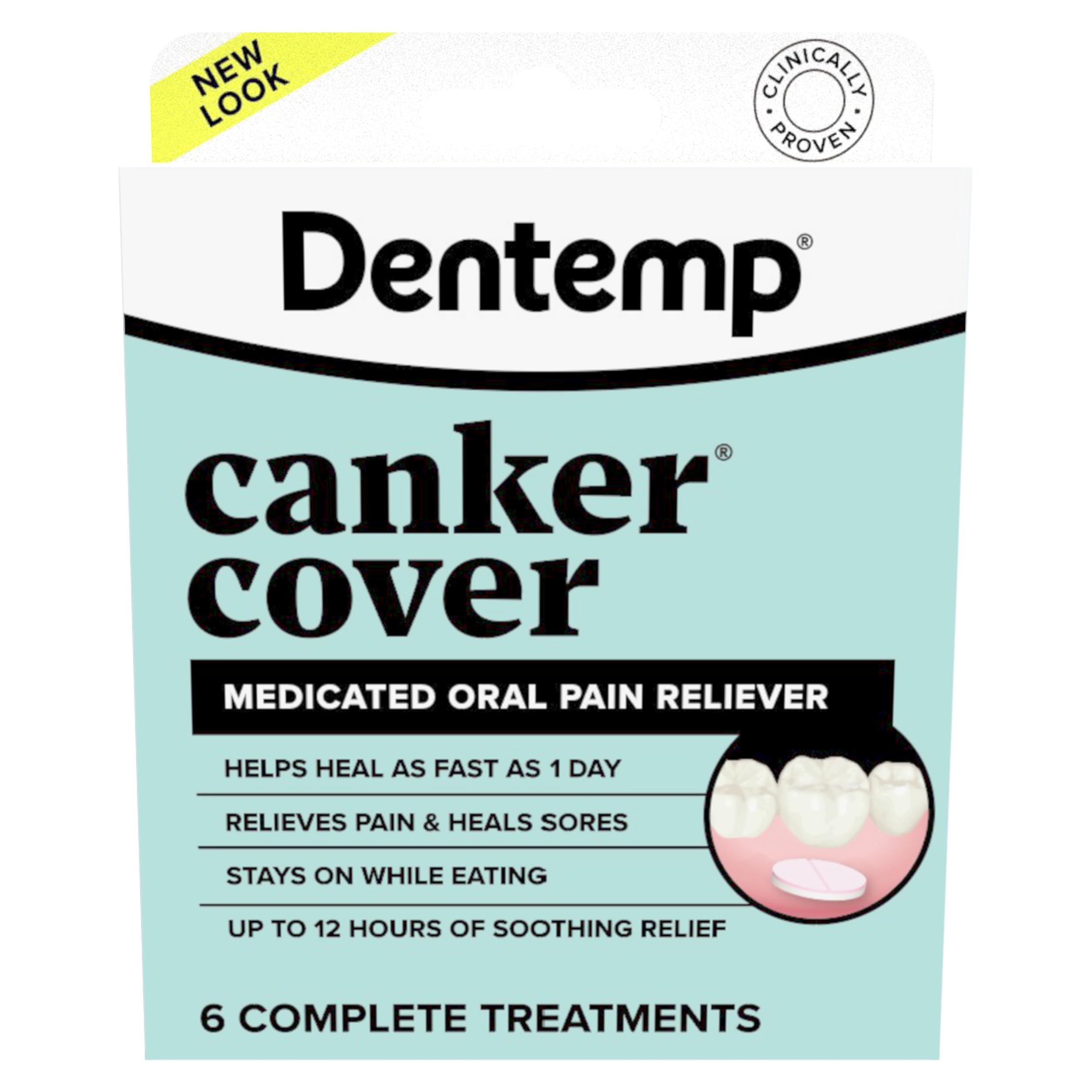 Dentemp Canker Cover - Canker Sore Medicine Pain Reliever (6 Counts) - Canker Sore Treatment to Relieve Canker Pain, Mouth Sores & Mouth Irritation - Fast Acting Canker Sore Relief Tablets for Adults