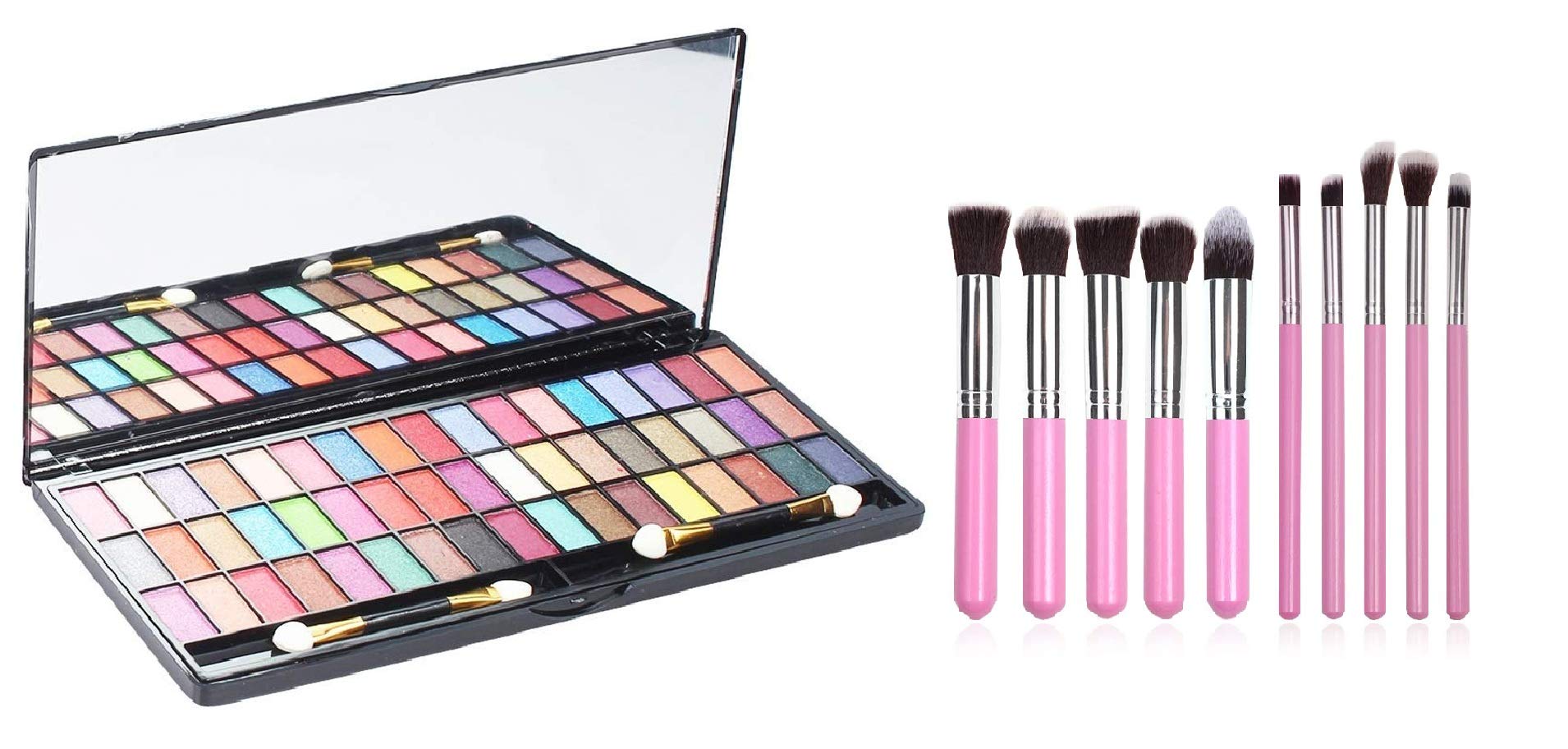 Angelie 51 Shade Eyeshadow Palette With Pink 10Pcs Makeup Brush