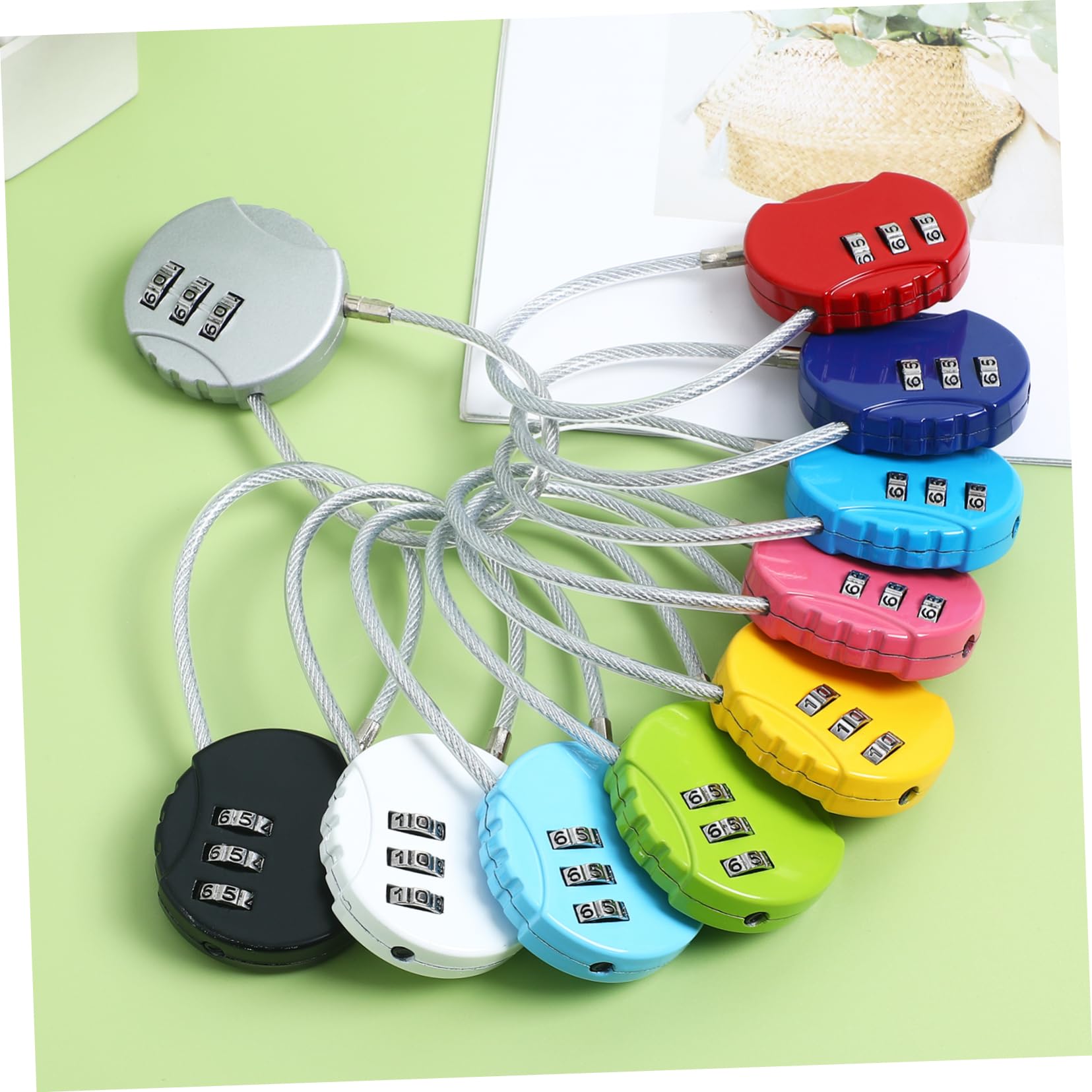 NUOBESTY 5 Set Valigie Con Cavo Codice Per Sicurezza Viaggio Colori Royal 10 Pezzi * 5