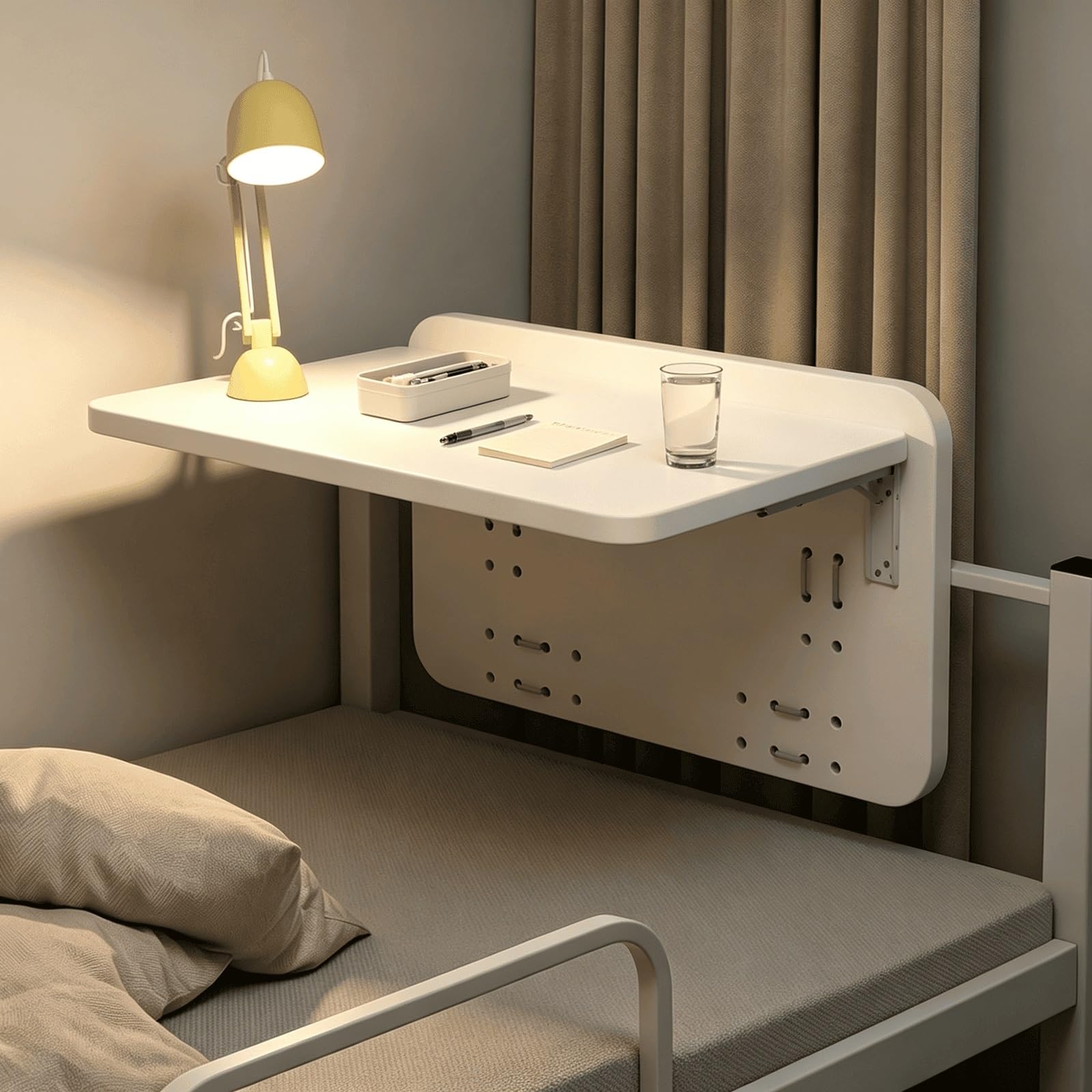 Kumamart White Bunk Bed Hanging Desk Shelf Space Saving Board