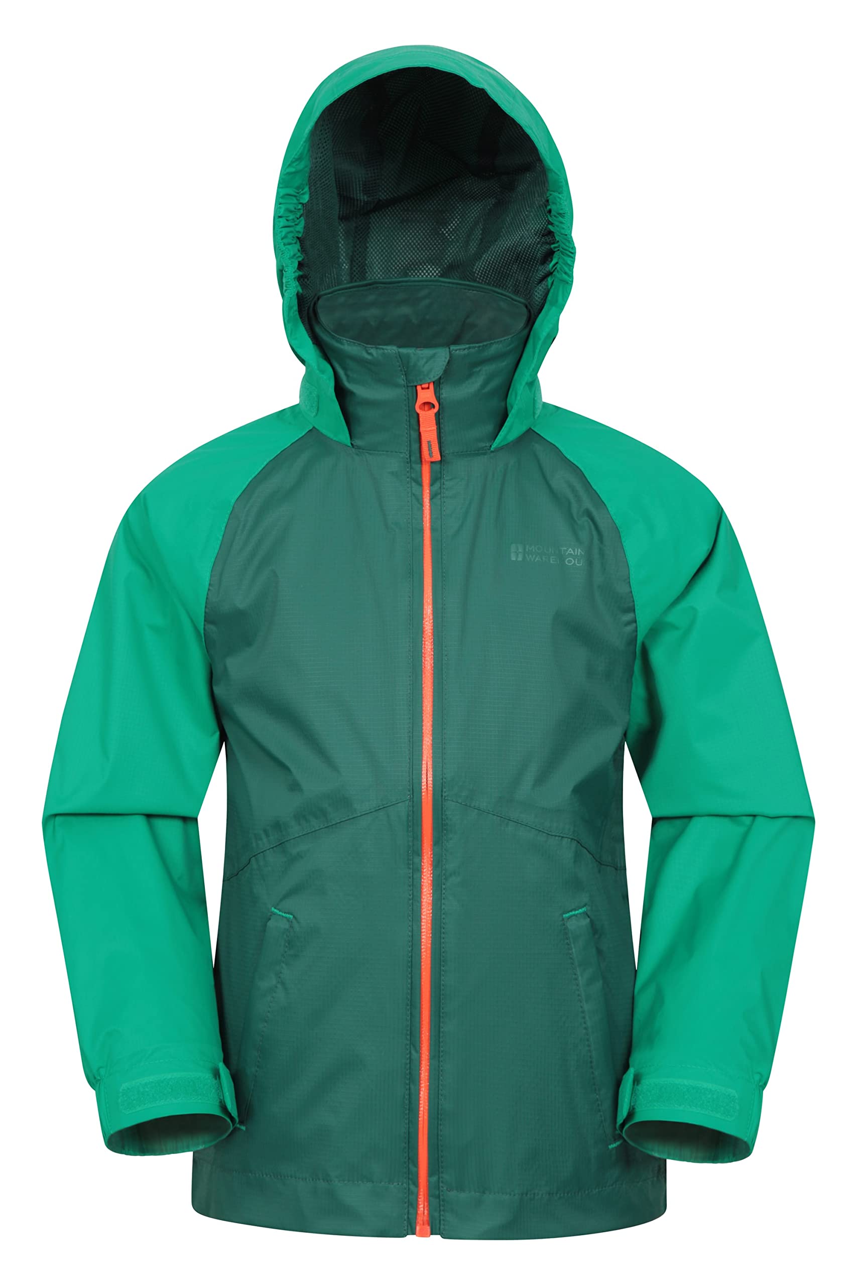 Mountain Warehouse Torrent Kids Waterproof Rain Jacket - Taped Seams Raincoat, Lightweight, Breathable, Girls & Boys Rainwear -For Autumn, Winter, Wet Weather Khaki Kids Size 2-3 Years