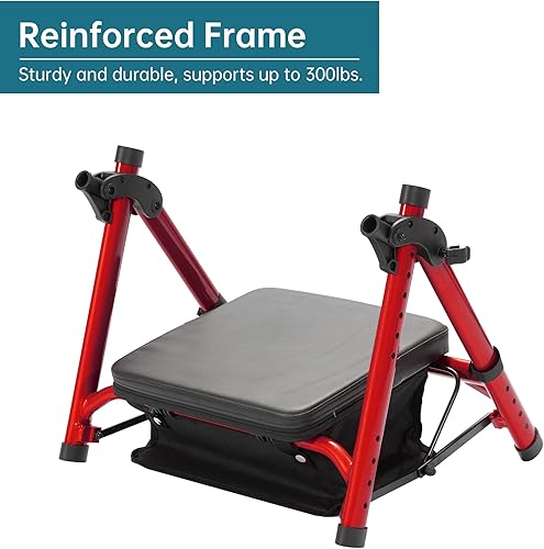 Miniatura 6 de ELENKER Andador todoterreno con ruedas no neumáticas de 8 pulgadas, asiento y respaldo acolchados de esponja, marco de ajuste completo para personas