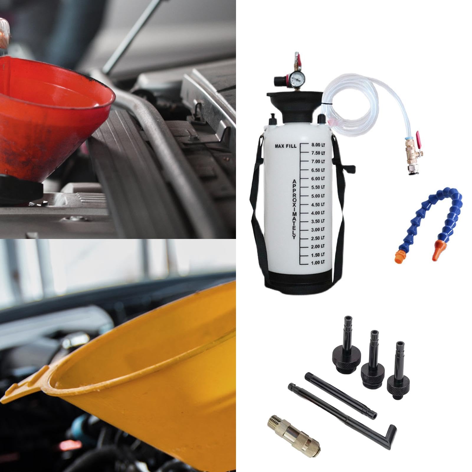 8 Liter Einfüllbehälter für Getriebeöl, Getriebeölpumpe für Kraftfahrzeuge, Transferpumpe, Getriebeöl Und Dosiergeräte, ATF Einfüllstutzen, 8L mit Adapter