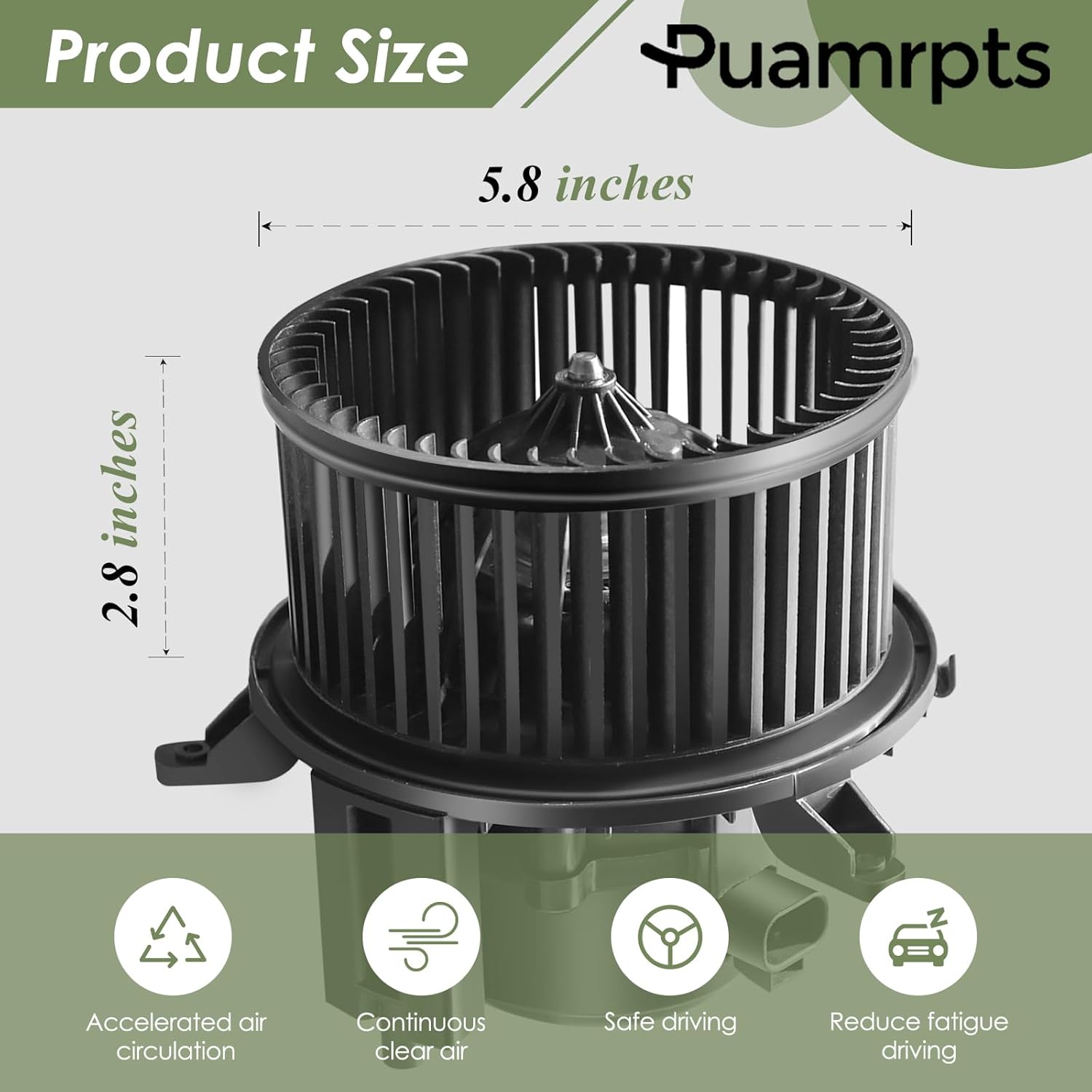 Front AC Heater Blower Motor Compatible with - Chevy, GMC Vehicles - 2012-2013 Silverado 1500, 2011-2013 Silverado 2500/3500 HD, 2010-2013 Sierra 1500 - w/o Automatic Temp Control - Replace# 22803996